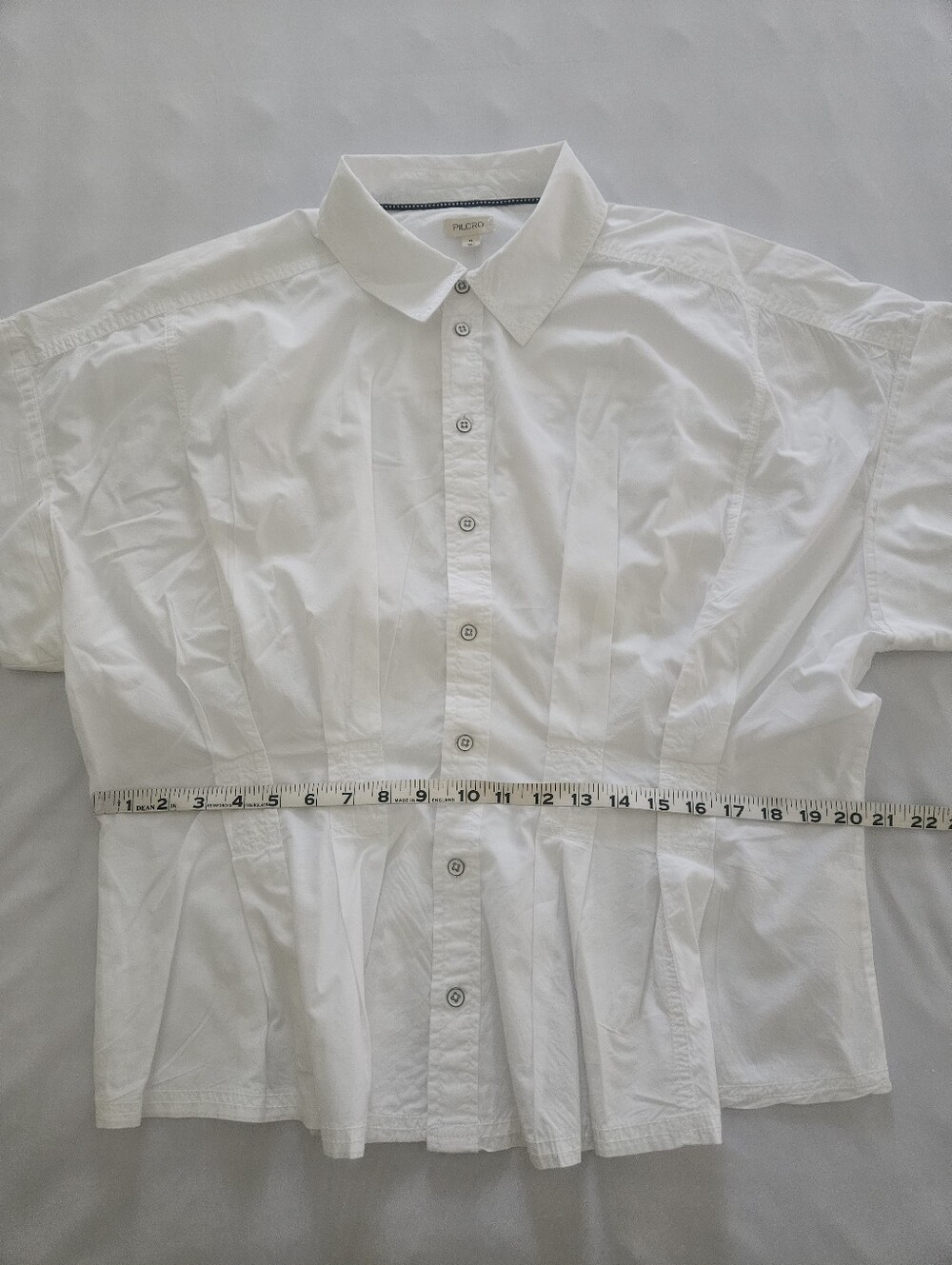 Pilcro Anthropologie Bobbie White Cotton Peplum Button Front Blouse XL - Picture 11 of 11